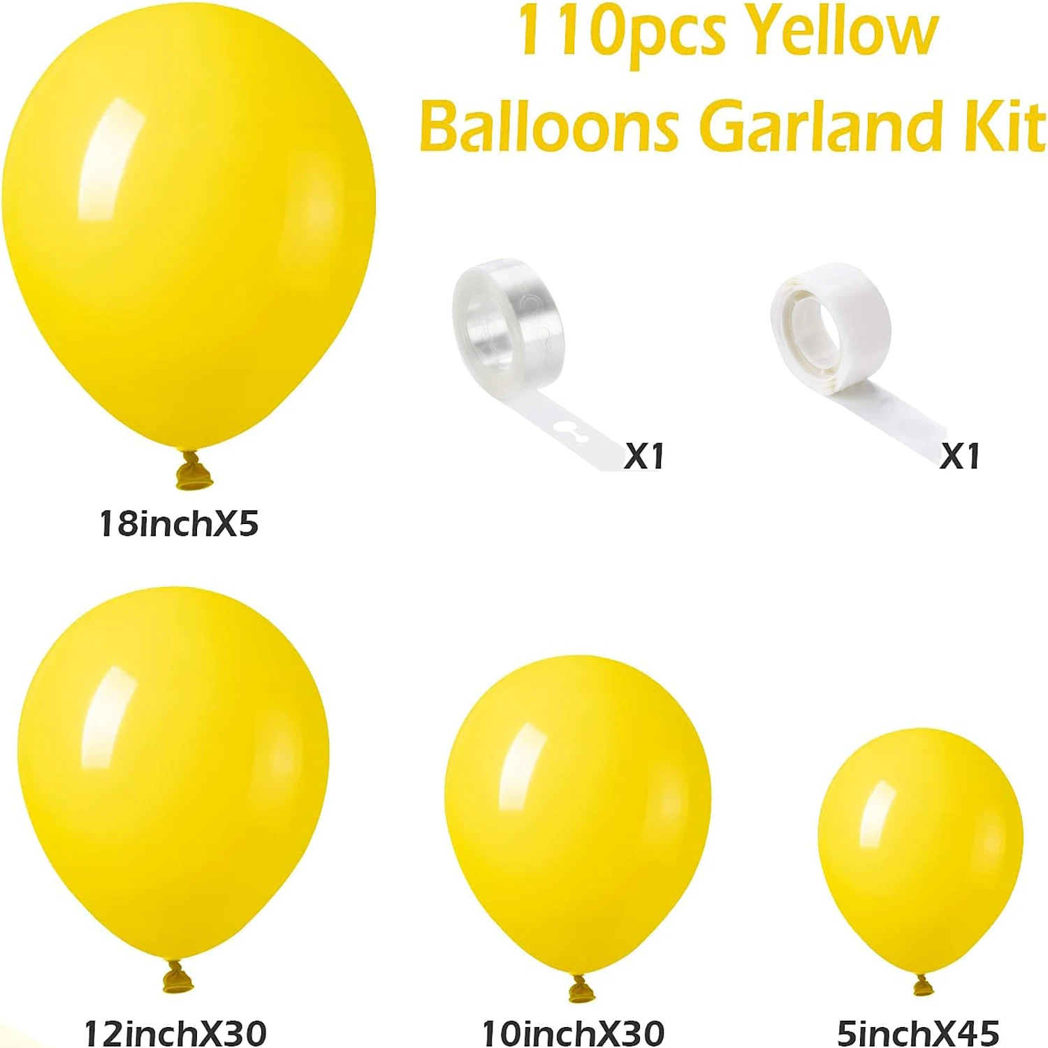 בלונים צהובים 110 חלקים לאירועים