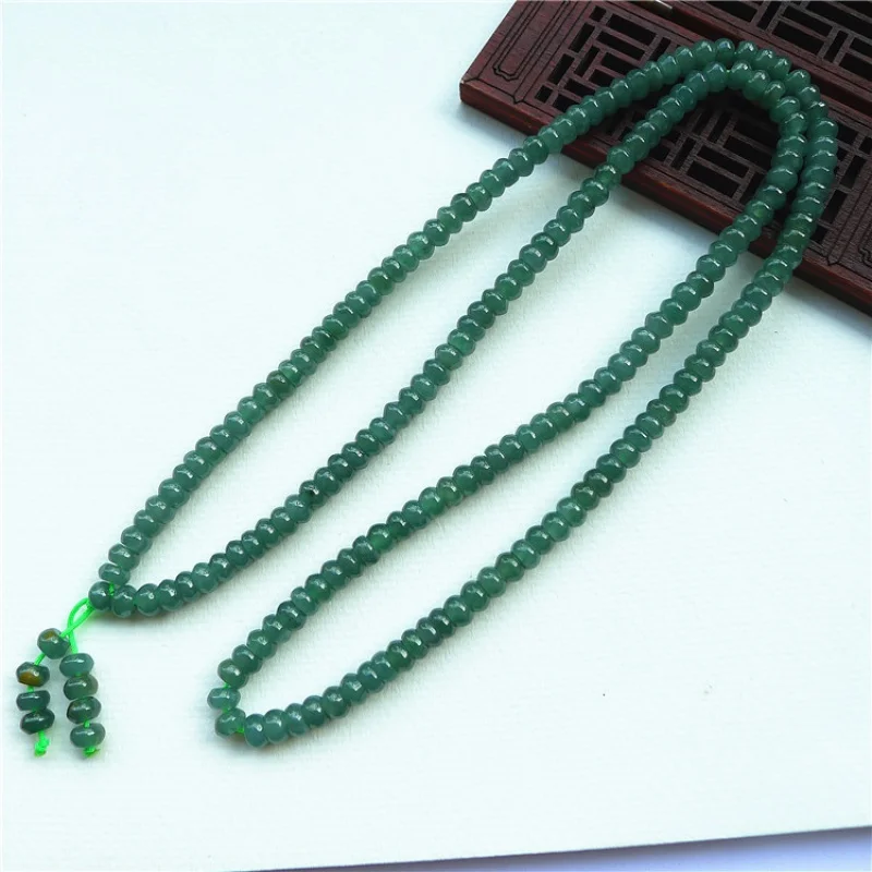 Myanmar Jade Ice Glutinous Oil Green Abacus Beads Necklace Sweater Chain Gift Wholesale