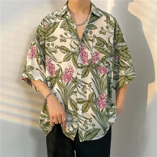 Tropical Weed 3d Print Hawaiian Shirt For Men Summer Street Short Sleeves Tops Harajuku Lapel Button Loose Blouse Tees Clothes