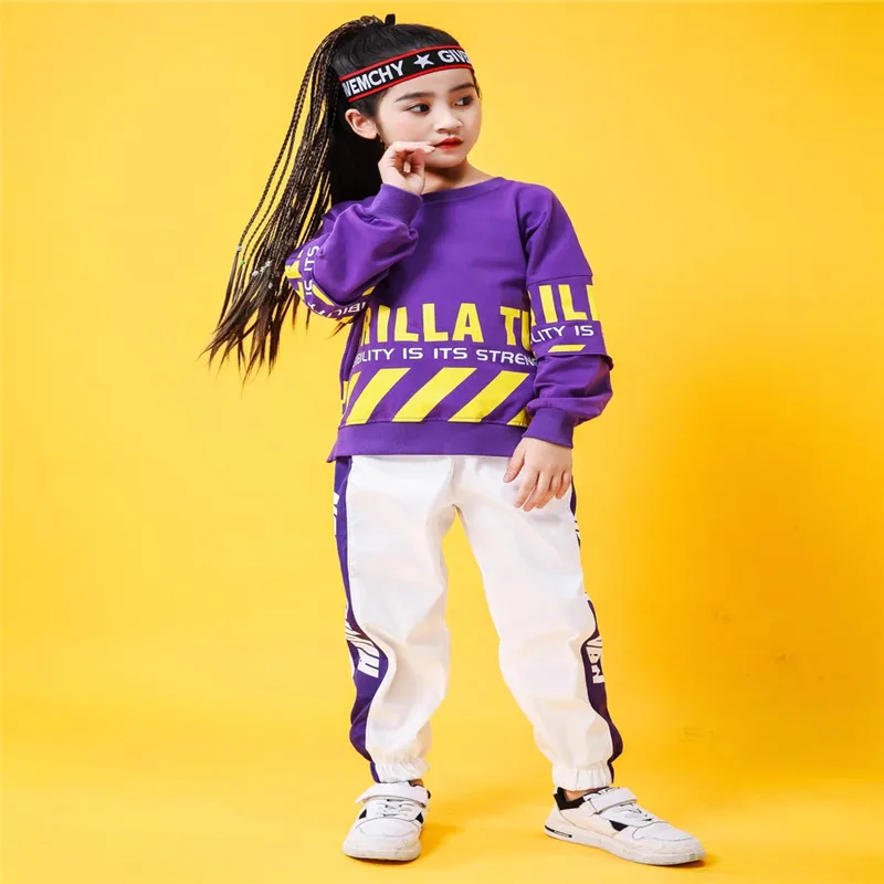 Mädchen Hip Hop Crop Top Kleidung setzt Kinder Sweatshirt Jogger Kind Streetwear Street Dance Hose Outfits Teen Jazz Bühne Kostüme