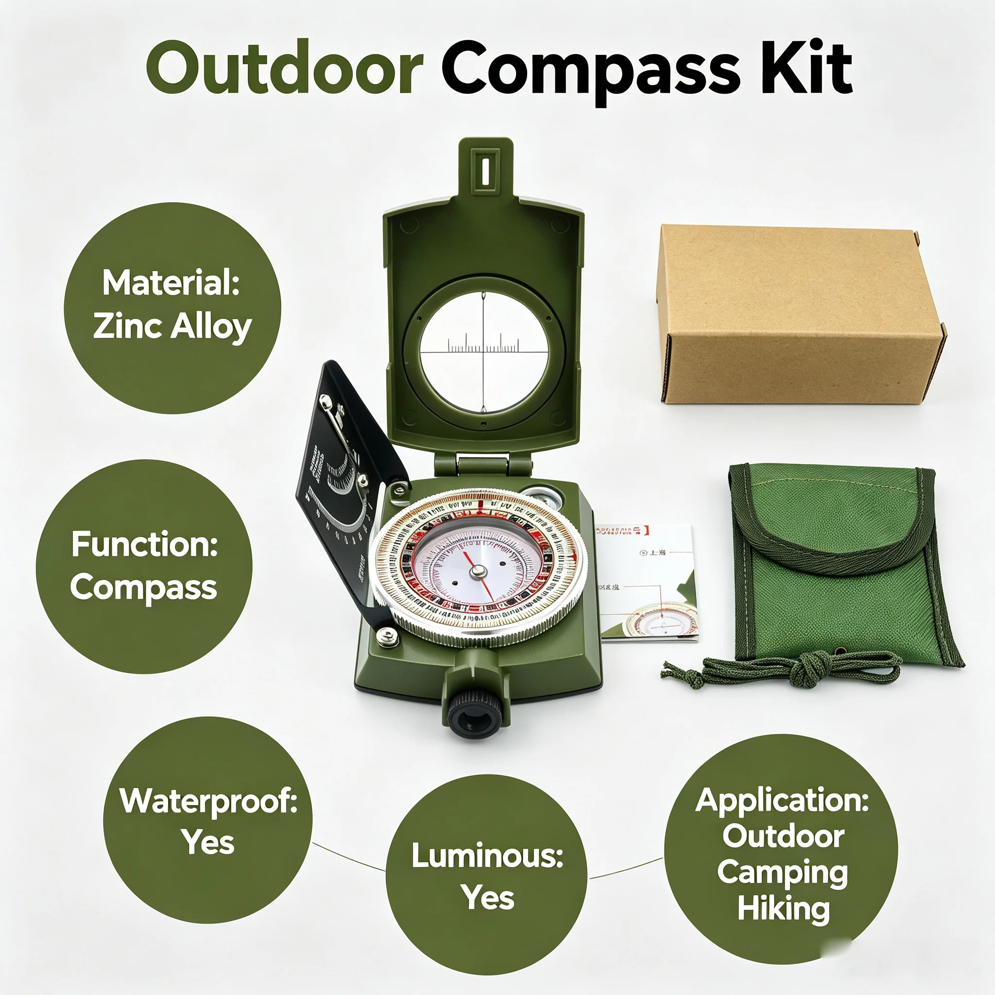 Upgraded Slope Meter Luminous Twenty‑Four Mountains Feng Shui Compass Multifunctional High Precision Compass