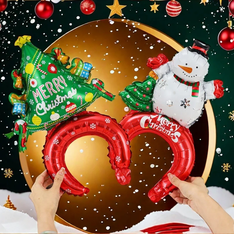 

2pcsChristmas Balloon Headband Christmas Party Atmosphere Decoration Aluminum Foil Headband Balloon Kindergarten Gift