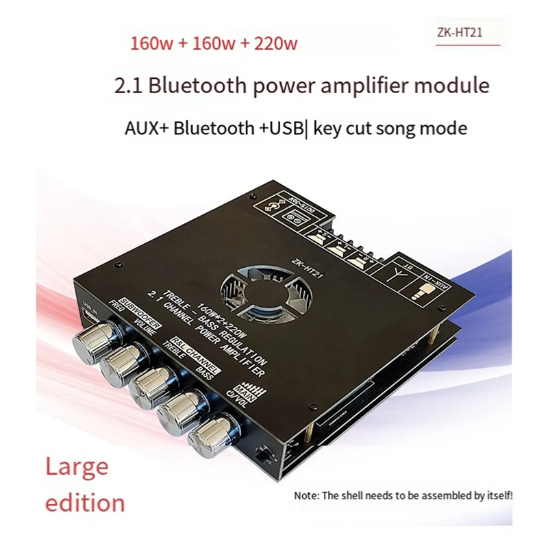 ZK-HT21 2.1 Subwoofer Channel Bluetooth Digital Power Amplifier Board Module High And Low Tone Subwoofer 160WX2+220W