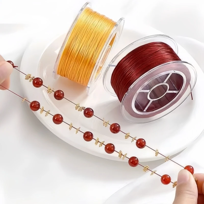 90 m/Rolle 0,8 mm elastisches Perlenschnur, bunte flache Kordel, Faden für DIY-Bastelarbeiten, Ornamentherstellung, handgemachte Accessoires – Detail 4