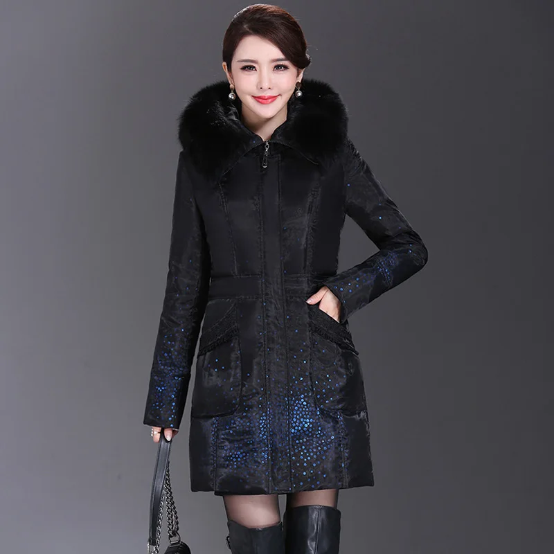 

Shengyu Boya's New Mother's Clothing Middle-Aged and Elderly Mid-Length down Jacket Women's Jacket Thickeneded Grandma Jacket