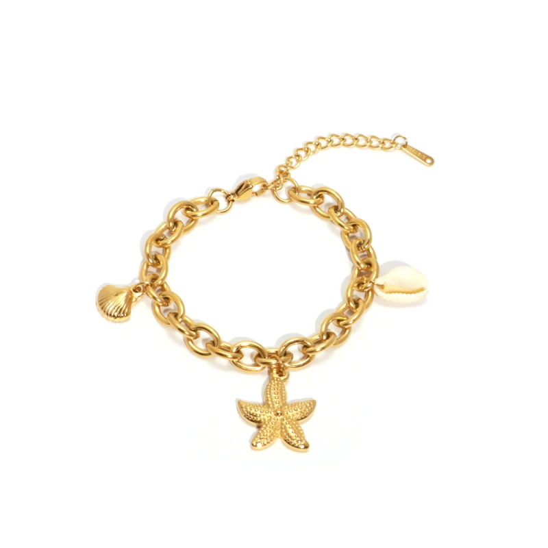 2024 Summer Stainless Steel Fishtail Star Drop Chain Braceletfor Women Waterproof 18K PVD Plated Fashion Jewelry