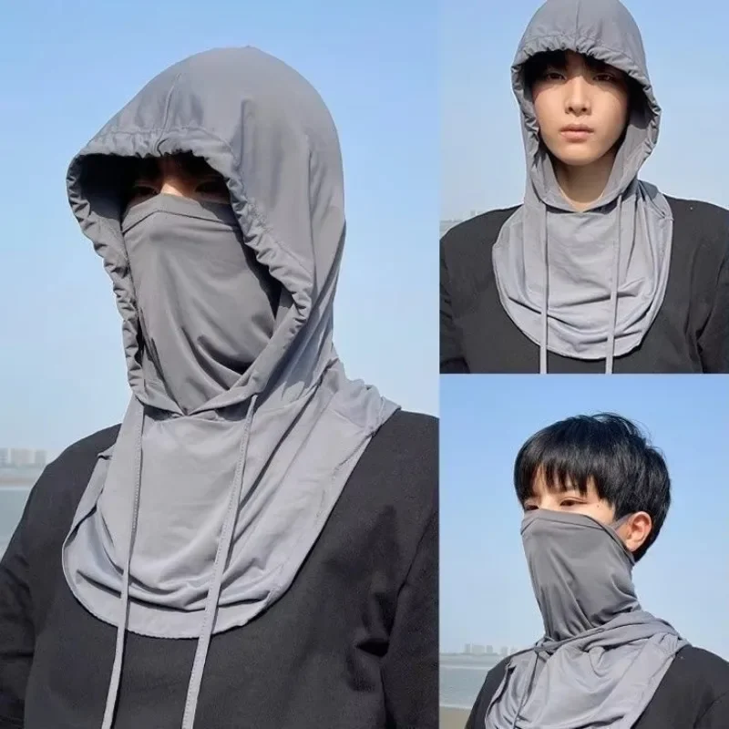 Summer Full Face Sun Protection Hat Face Mask Outdoor Hiking and Camping UV Protection Hat Neck Flap Ice Silk Sun Protection Hat