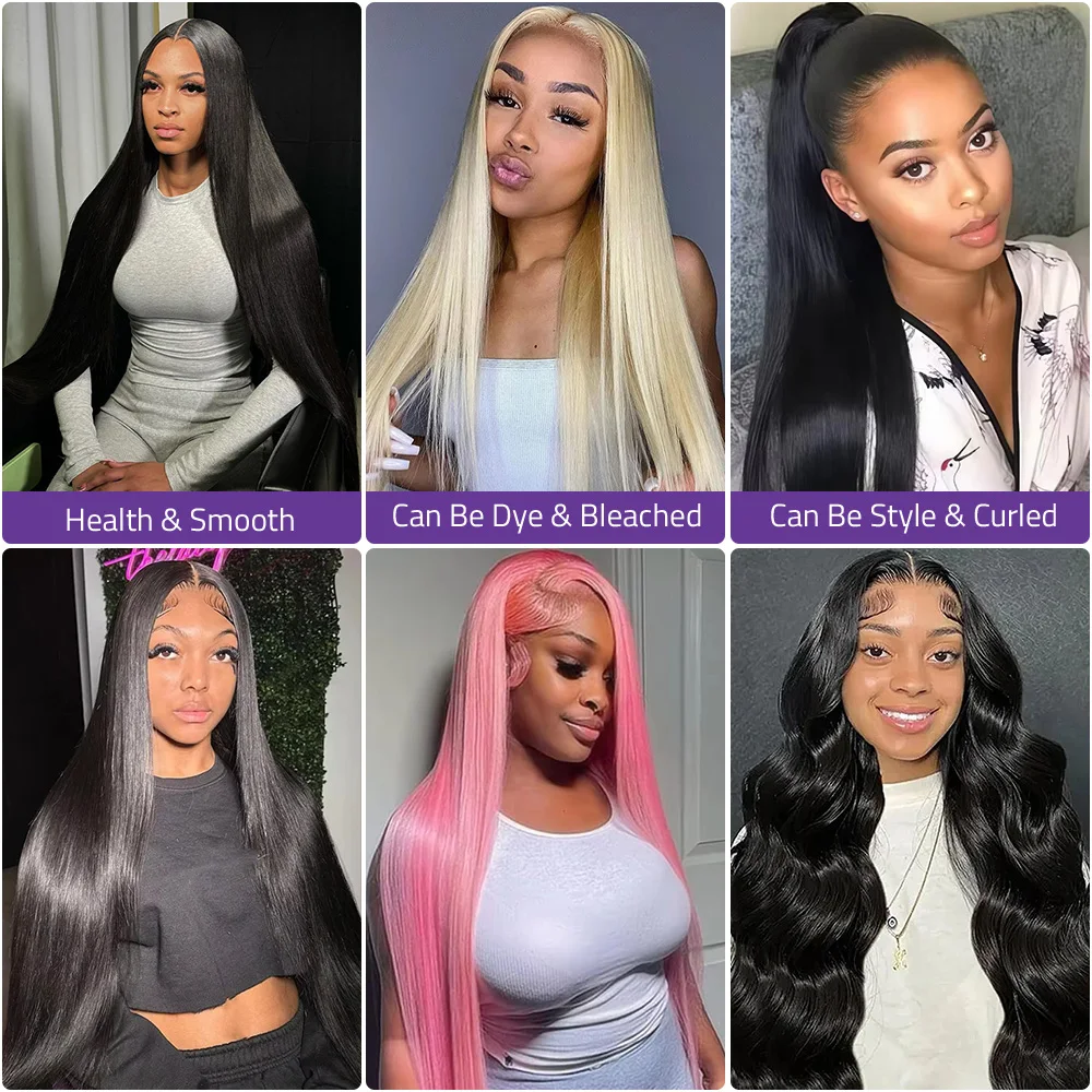 13X6 HD الدانتيل شعر مستعار أمامي 40 بوصة مستقيم 100% باروكة من شعر طبيعي 5x5 غلويليس الدانتيل شعر مستعار برازيلي للنساء يمكن مصبوغ أي لون