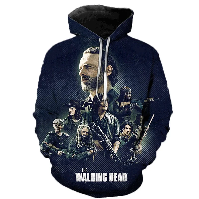 The Walking Dead Hoodies 3D Print Horror TV Drama Men Women Oversized Halloween Pullover Hooded Sweatshirts Streetwear Clothing