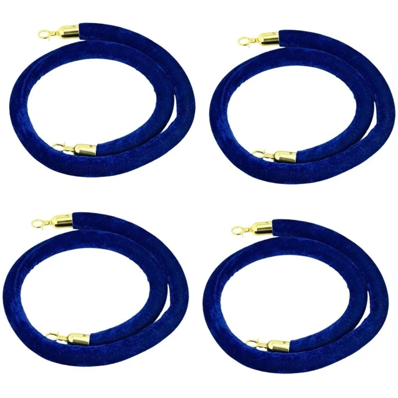 4-Piece Piece Velvet Stanchion Rope Thick Stanchion Post Ropes Versatile Barrier Queue For VIP Areas Safety-A46I