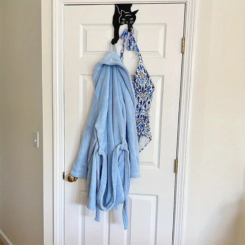 Creative Black Door Hanger Hook Cat-shaped, More - Easy to Install, Rust-Free Iron Over Door Organizer for  Bathroom, Closet