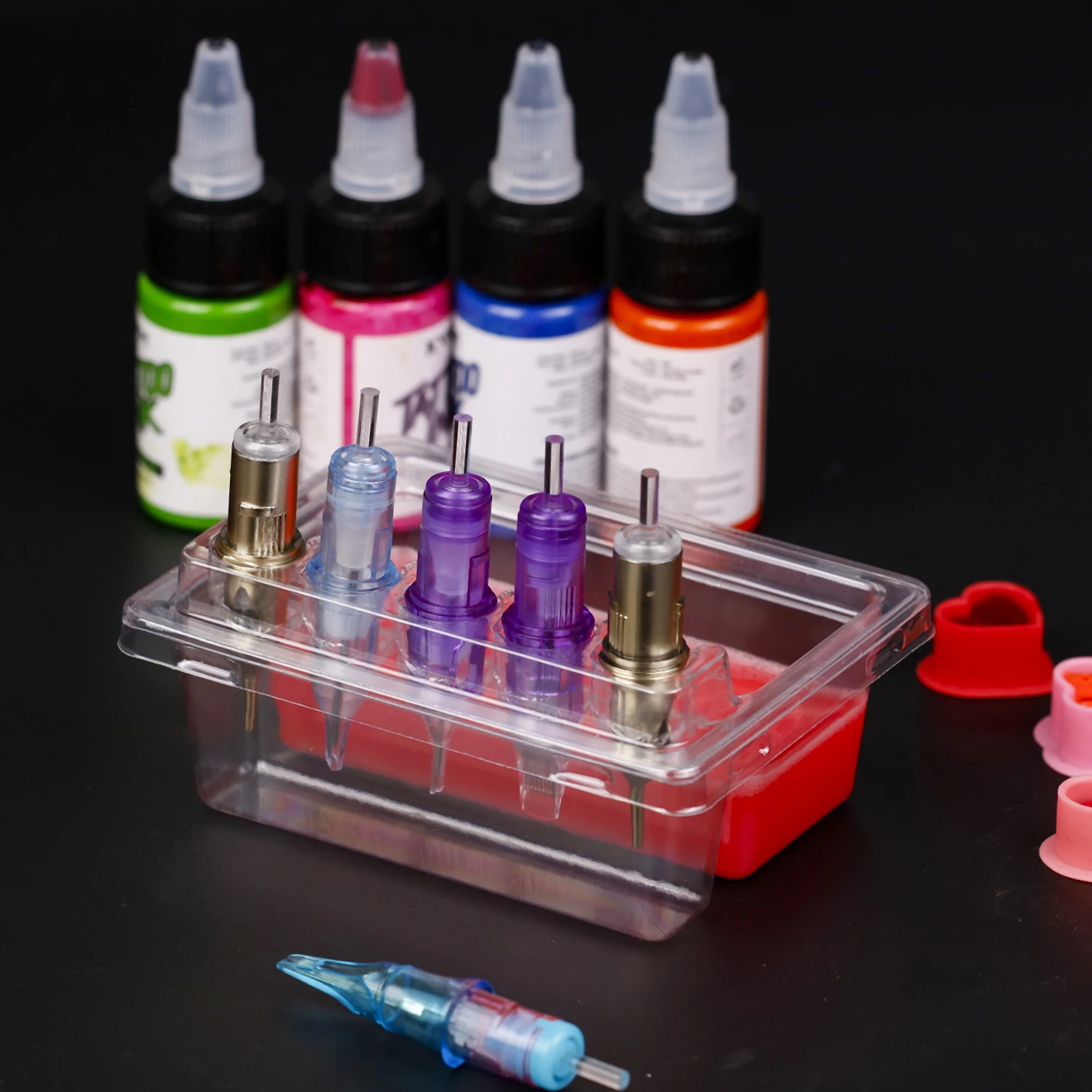 20pcs Sectioned Tattoo Cartridge Needle Soaking Rack Transparent Disposable Anti-Tip Organizer Tray for Pre-Cleaning Studio Use