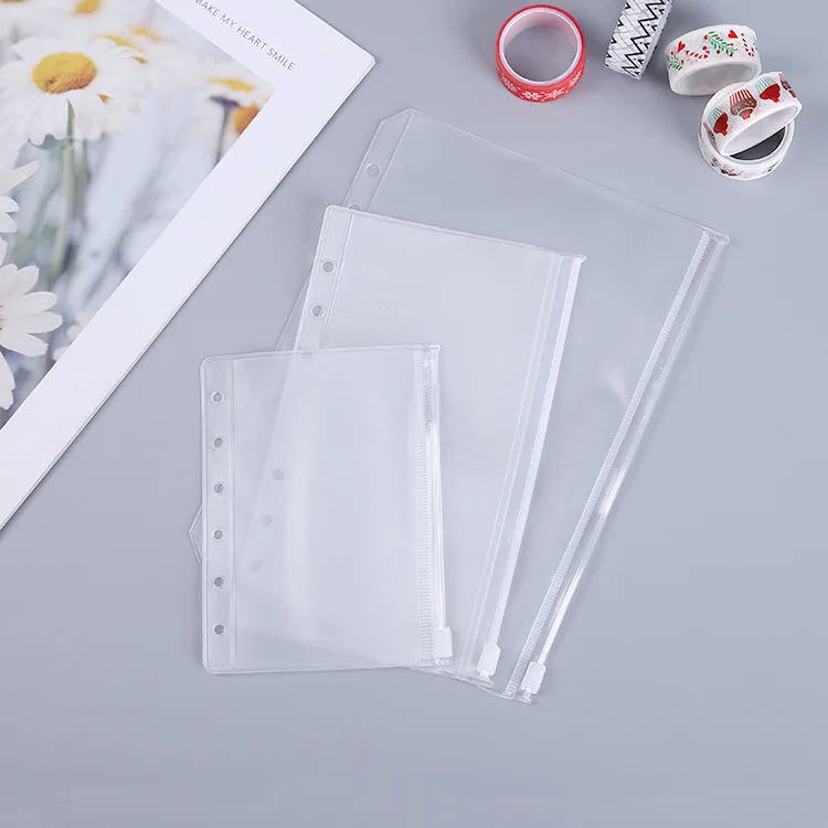 A5 A6 A7 Color Binder Pockets Binder Zipper Folders For 6-ring Notebook Binder Waterproof Pvc Leaf Document Filing Bag