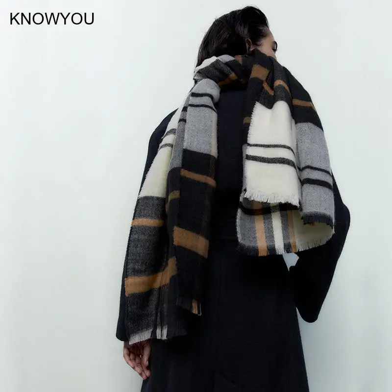 Big Size 200*70Cm Scarf Women Fashion Cashmere Blend Long Scarves Lady Luxury Plaid Reversible Echarpes Tassel Bufanda Shawl