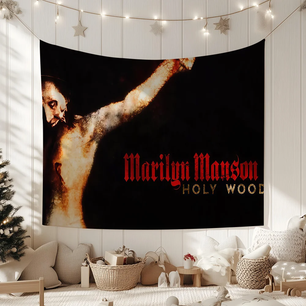 Band Rock M-Marilyn M-Manson-S flag For Garden Party Living Room Home Wall Decor Banner Bedroom Outdoor Tapestry