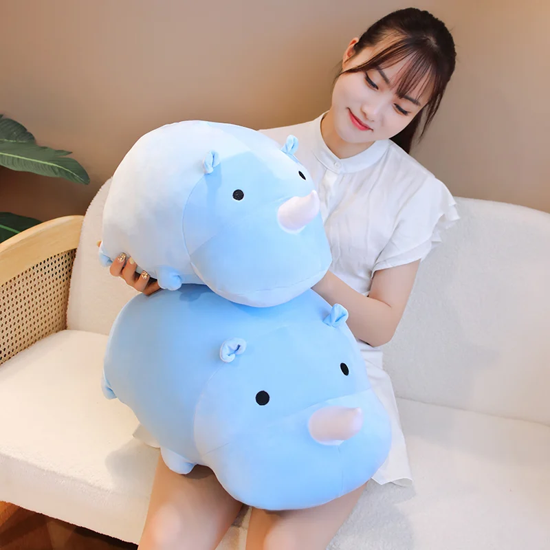 Simulation Cartoon Rhinoceros Plush Throw Pillow Soft Stuffed Animal Rhino Toys Baby Sleep Appease Dolls Girls Birthday Gifts