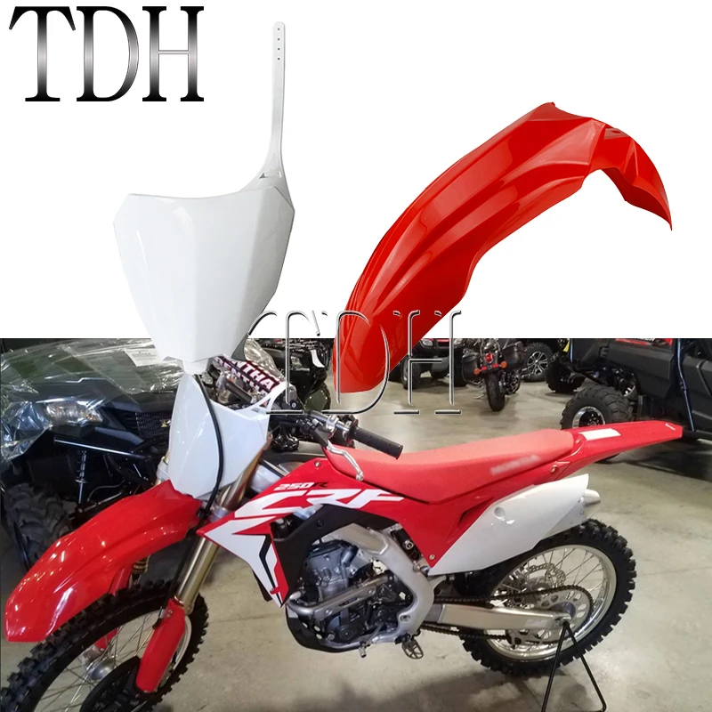 Front Number Plate Name Plate+Fender Mudguard for Honda CRF 250R 250RX 450R 450RX CRF250R CRF450R RX Off Road Racing Motocross
