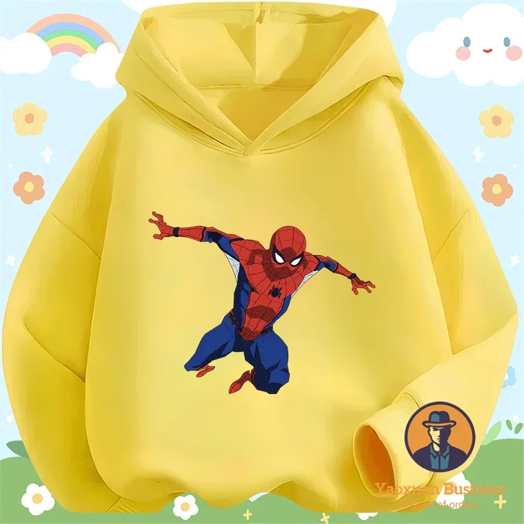 Chique 2025 Homem-Aranha Meninos Moletom Com Capuz Bonito Dos Desenhos Animados Impresso Quente À Prova de Vento Outono Inverno Moda