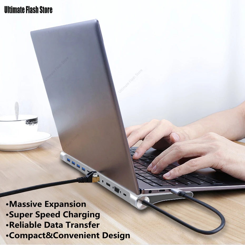 11/12 في 1 قاعدة توصيل من النوع C USB C Hub 3.0 محول متعدد المنافذ 4K RJ45 SD/TF VGA HDMI متوافق مع الكمبيوتر المحمول MacBook iPad xiaomi #3