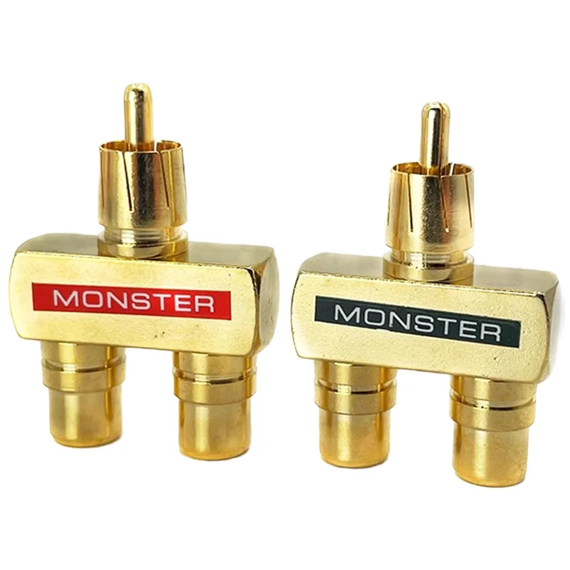 

2/4/8/16PCS RCA Male Plug To 2 RCA Female Socket Connectors 3Way Gold Plated RCA Connector HIFI Audio Terminals for Audio Video