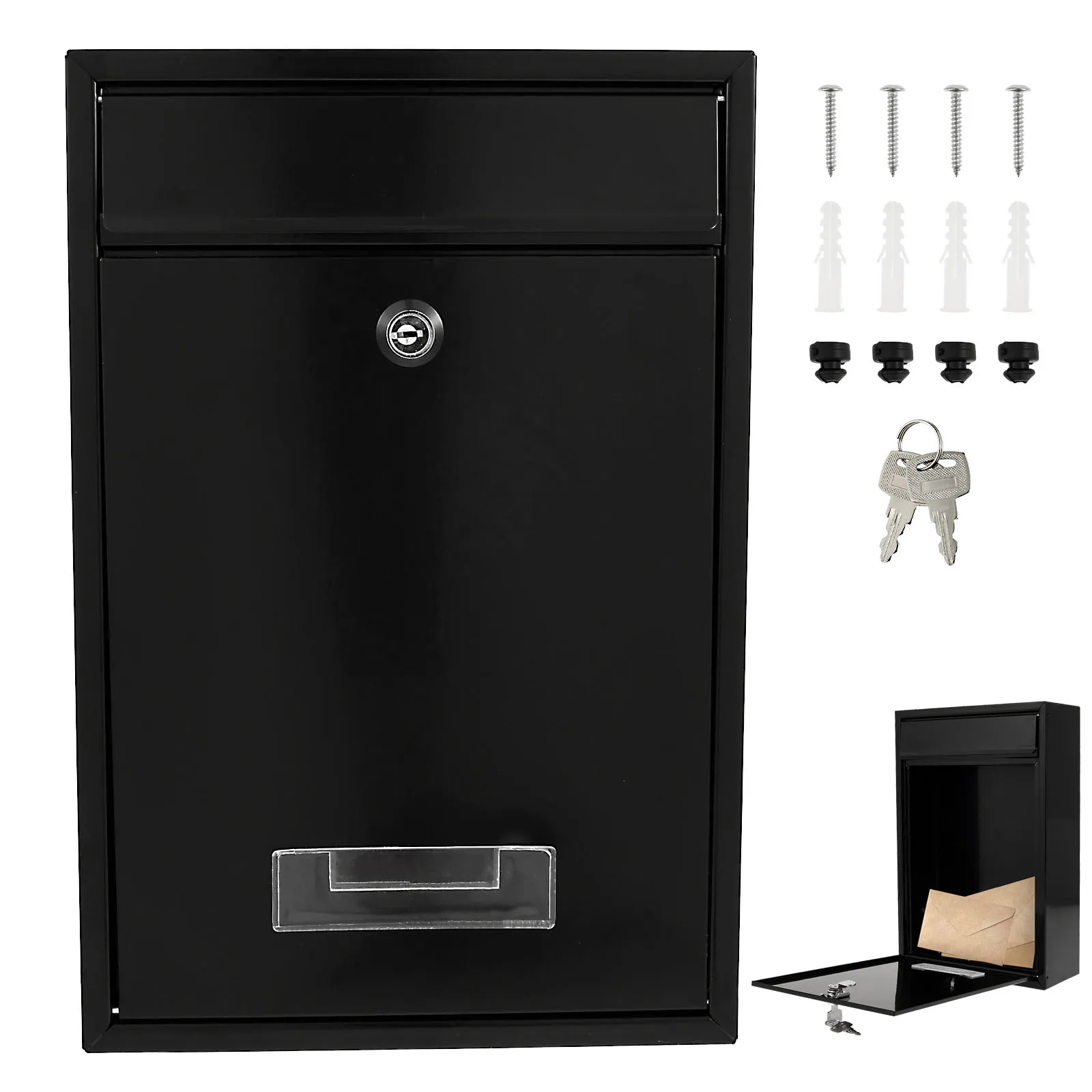 Metal Wall Mount Mailbox Outdoor Mailbox with 2 Keys Weather Resistant Lockable Security Postbox Delivery Letter Box for Home