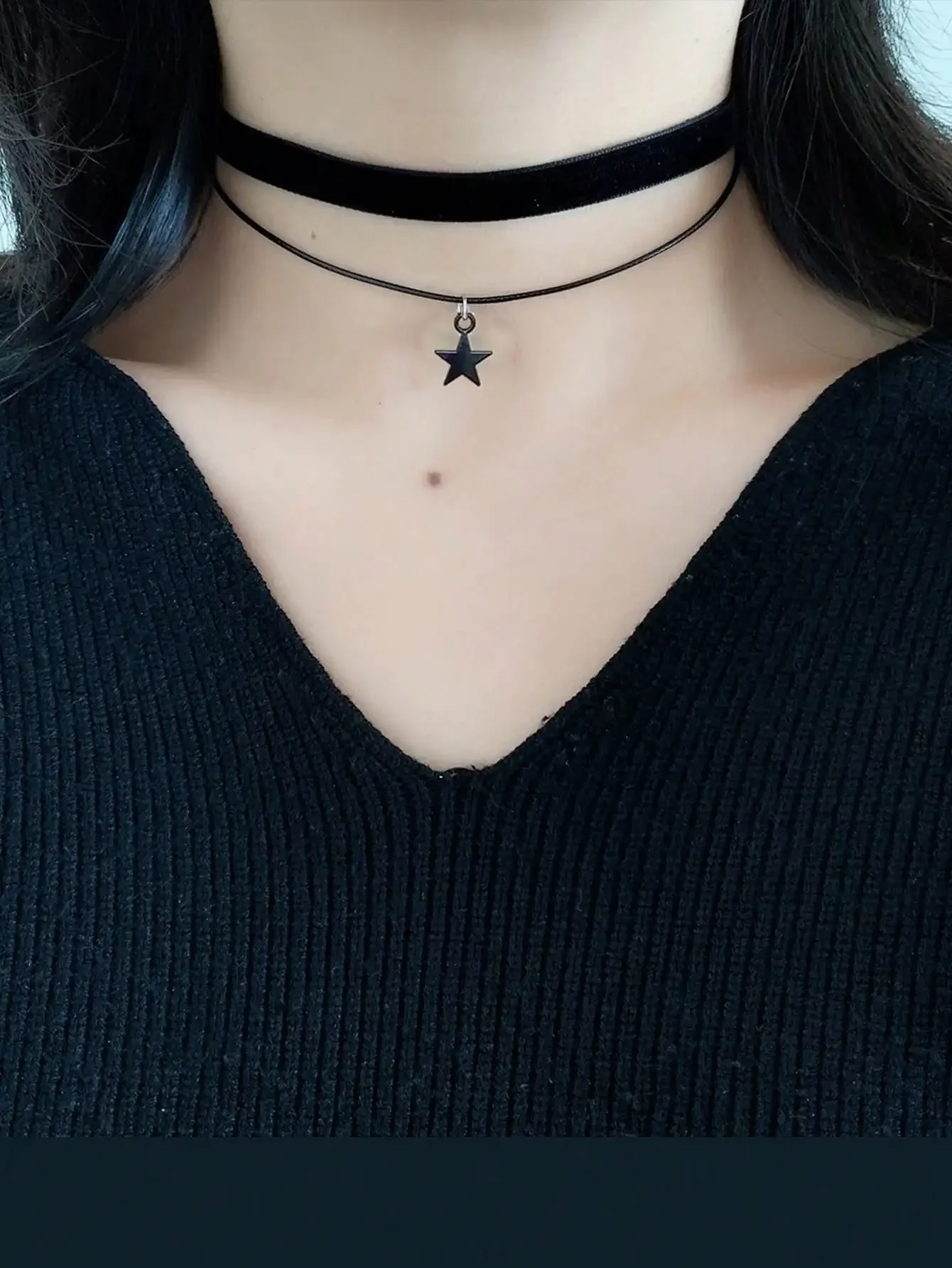 

1pc Minimalist Versatile Sweet Punk Velvet Double-Layer Choker Necklace, Short Clavicle Chain Necklace Accessory For Women, Suitable For Daily Wear