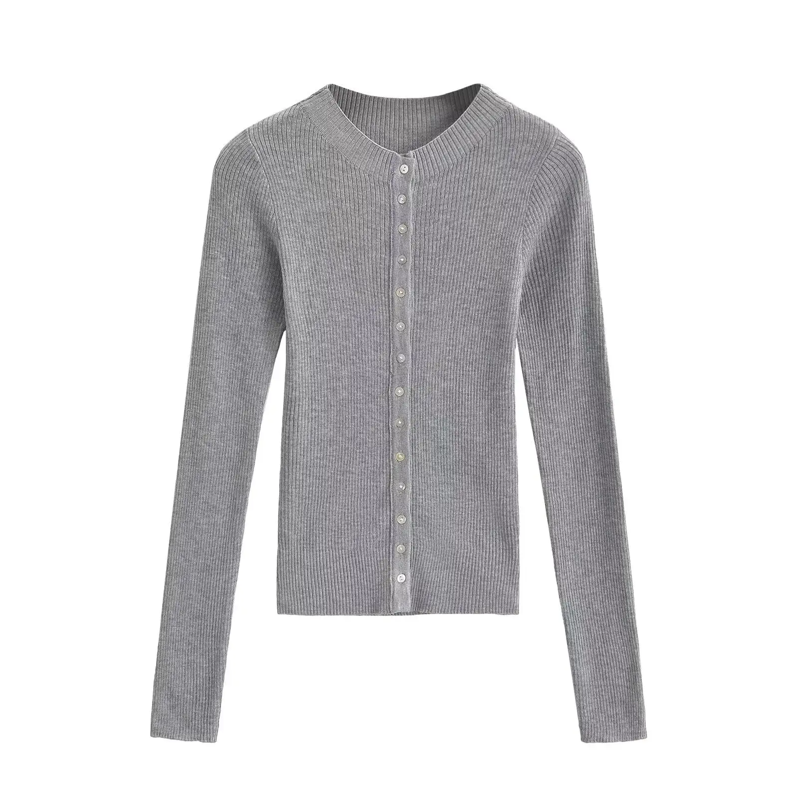 

Slim Fit ort Knitted Sweater for Women 2024 New Sle Spring Autumn High Collar Single Button Open Cardigan Long Sve Top