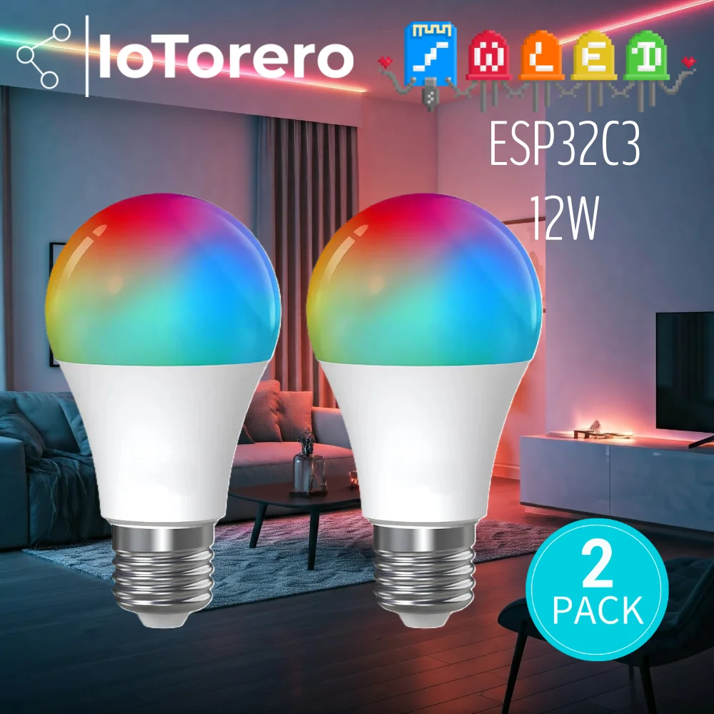 

IoTorero WLED 2 PACK RGBCCT E27 12W LED Bulg Works With Home Assistant