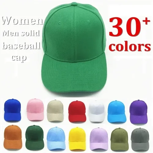 Gorra de béisbol acrílica para adultos, visera curvada, informal, lisa, ajustable, para hombre y mujer