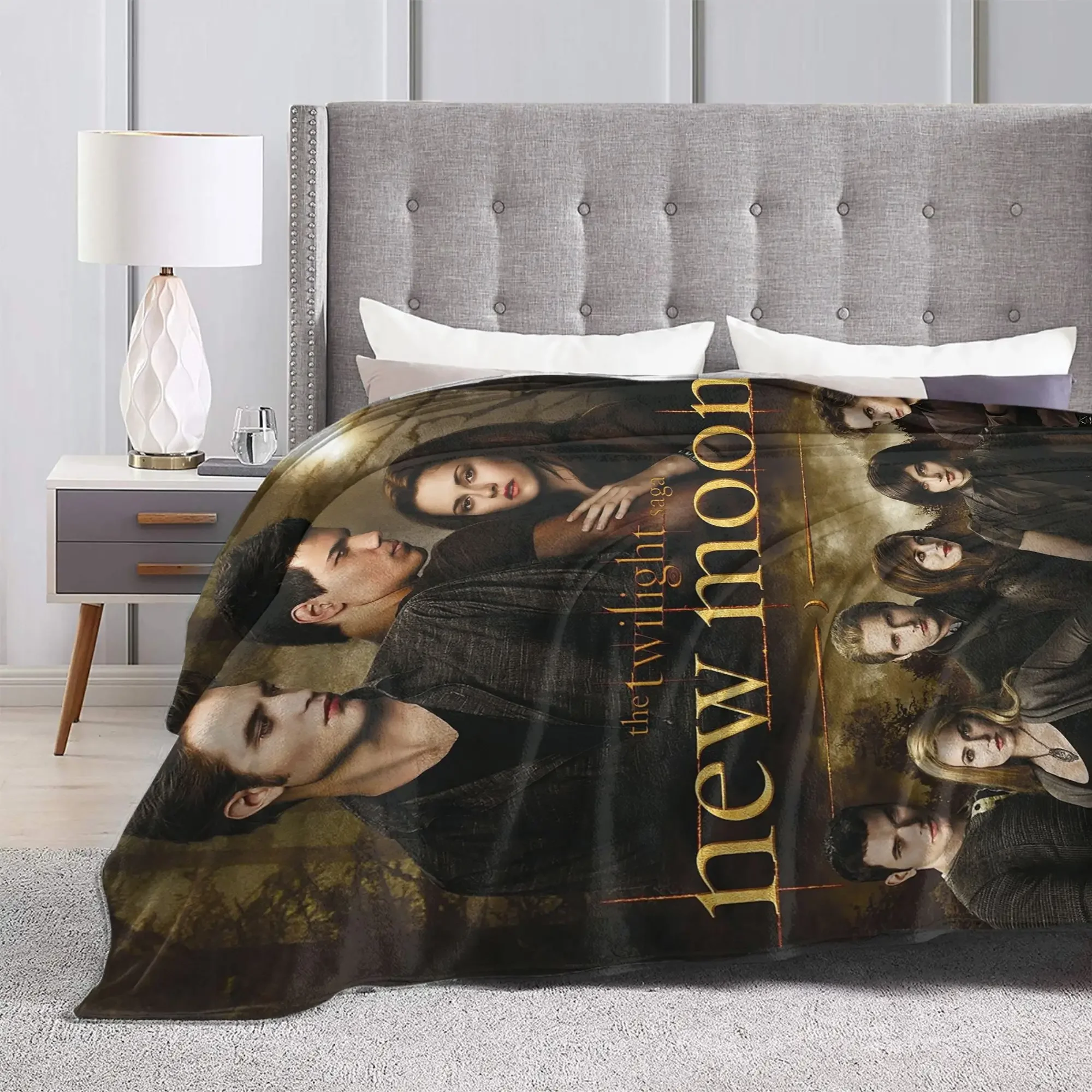 The Twilight Saga Vampire Movie Flannel Blanket Edward Bella Jacob Awesome Throw Blanket for  Sofa Bedding Lounge Bedspread,