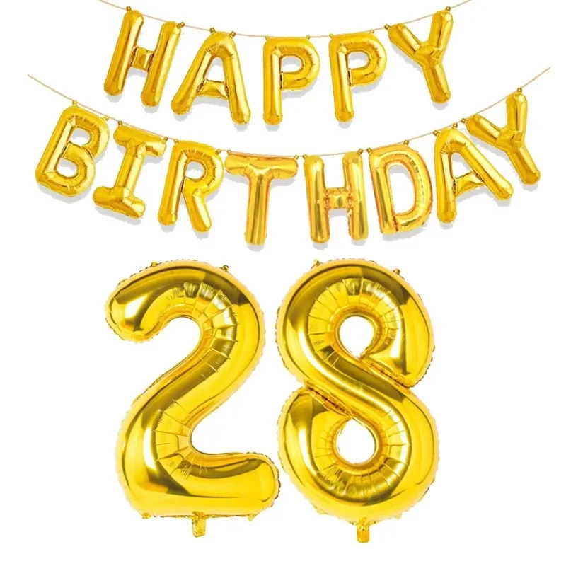 15 Stück goldene alles Gute zum Geburtstag mit Zahlen-Folienballons für Kinder und Erwachsene, Party-Dekoration, Junge, Mädchen, 10, 18, 20, 25, 30, 35, 40, 50, 60 Jahre alt – Detail 21