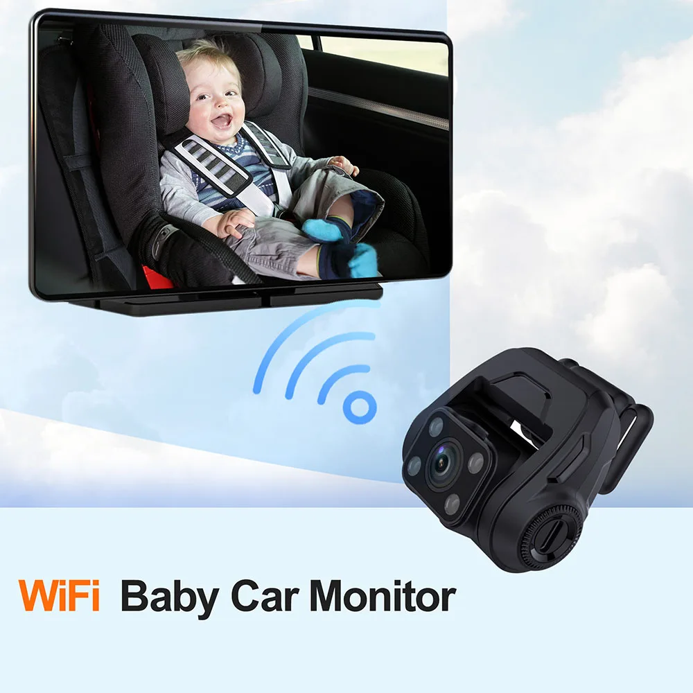 Soybean Baby Car Camera 2K HD 7'' Touch Screen 180° View Night Vision Back Seat Car Camera Monitor Display for Infants Kids Pets