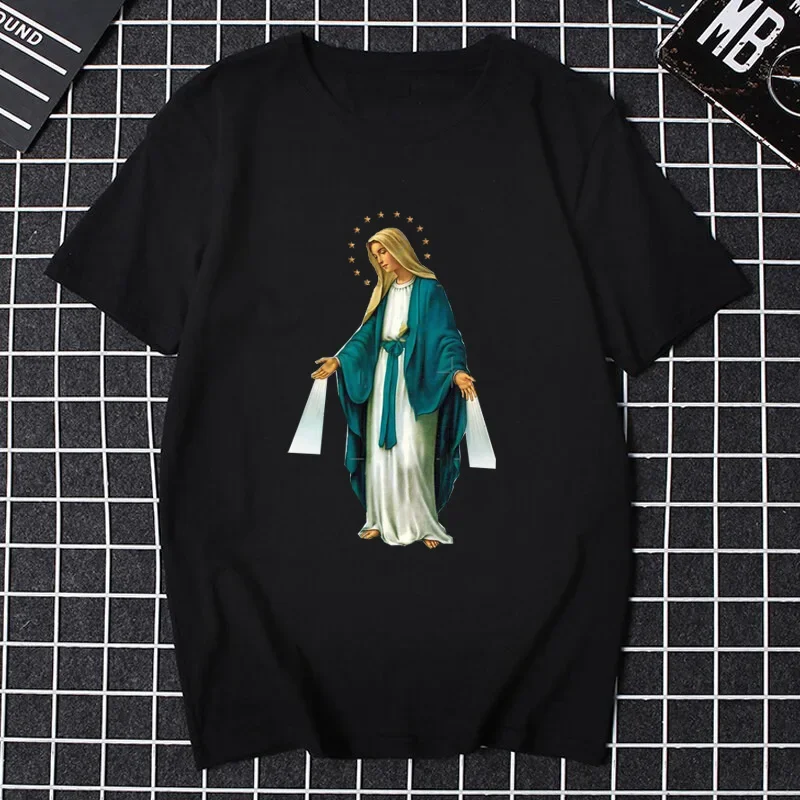 Guadalupe Virgin Mary The Madonna Religious Cotton Graphic Tshirt Summer Men Women Short Sleeve O-Neck Unisex Tee Shirt Tops