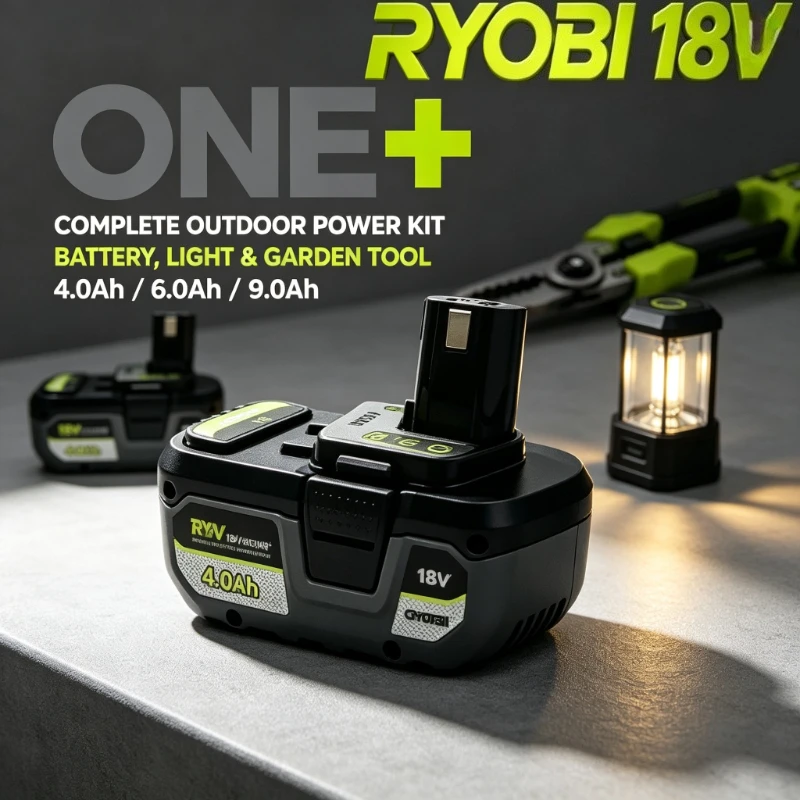 2026 Upgrade RYOBI ONE+ 8.0Ah 18V Lithium Battery, No Memory Effect, Low Self Discharge, Works with All ONE+ Series Tools