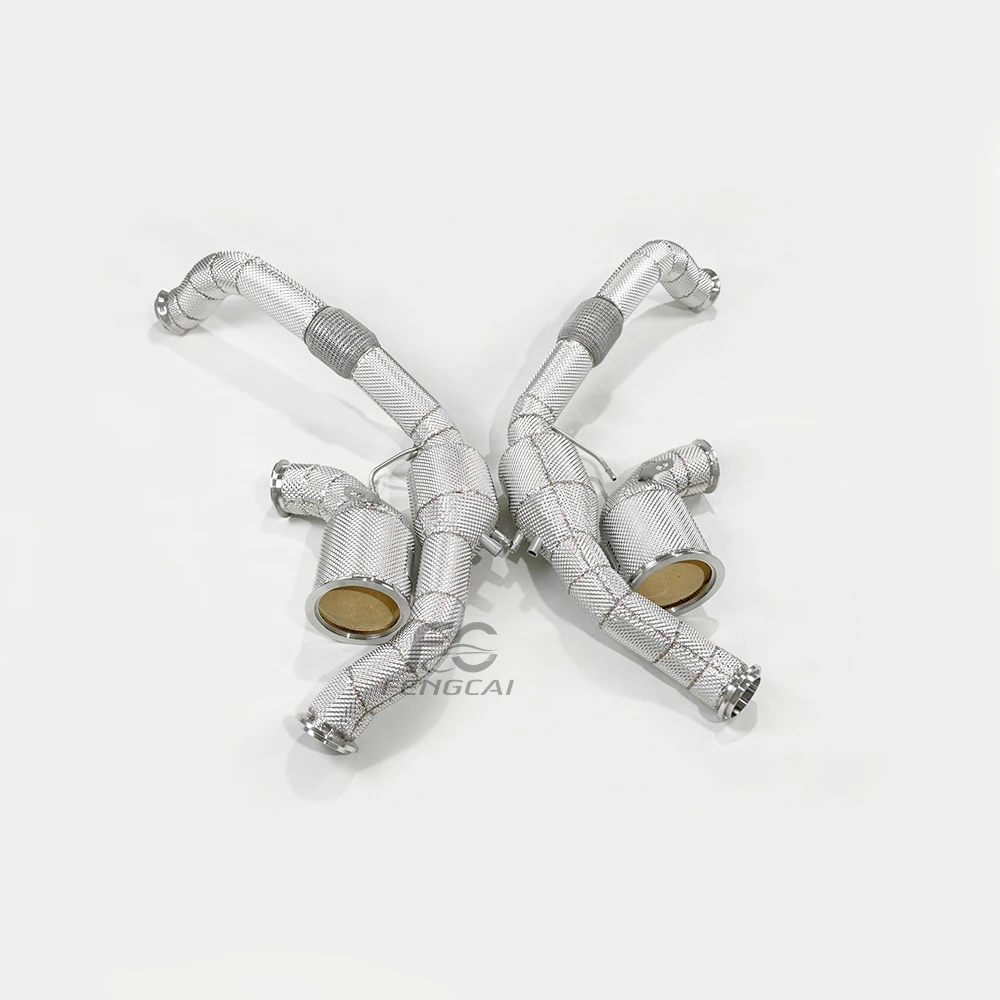 

High-flow sport catalytic converter front tube with OPF for Porsche 976 2.9T 2024-2025 stainless insulated engine fault light