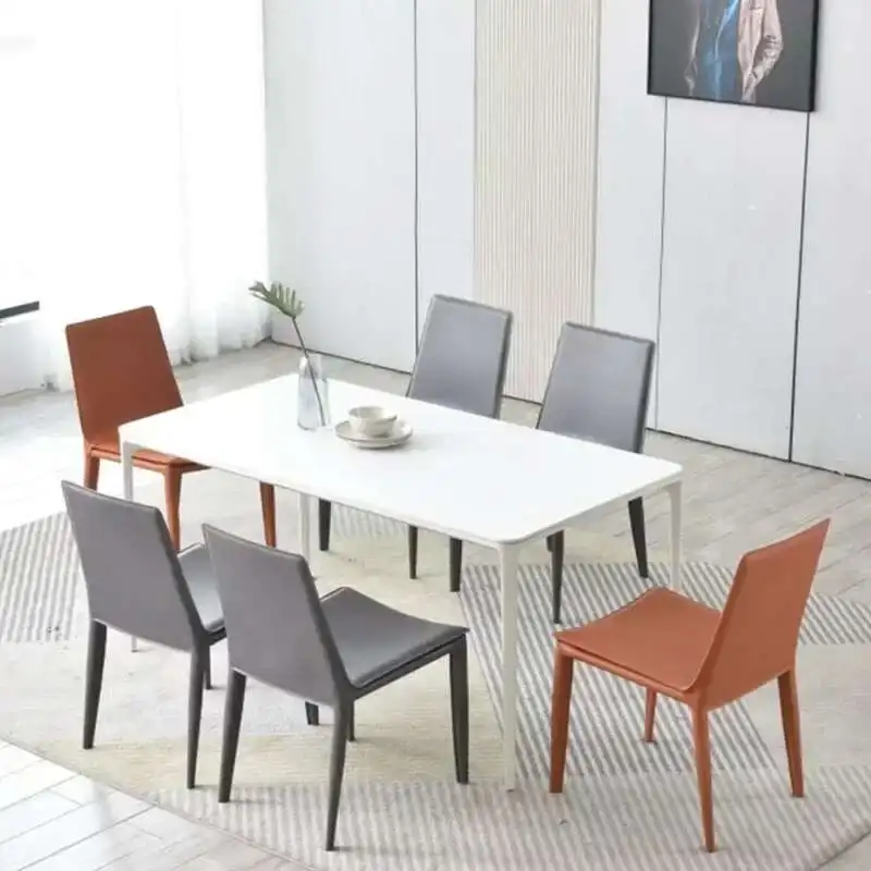

Modern Grey Dining Chairs White Leather Luxury Nordic Dining Chairs Kids Home Cadeiras Sala De Jantar Kitchen home Furniture