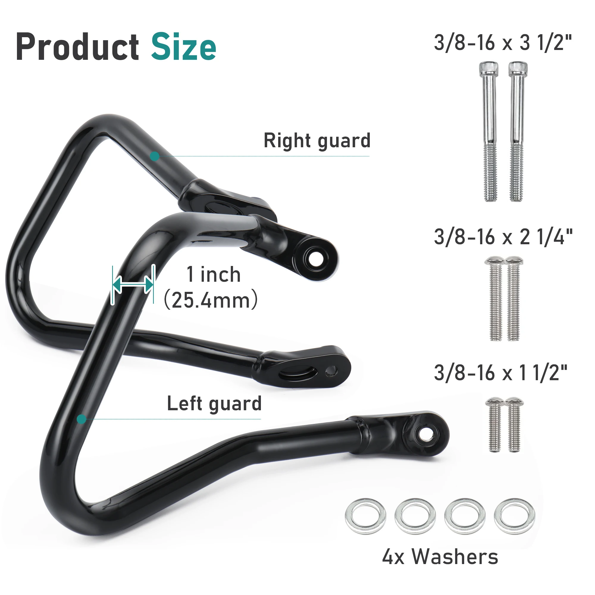 모키토다라 오토바이 리어 볼트온 새들백 가드 크래시 바 (할리 2018년식 이후 소프테일 헤리티지 클래식 FLHC FLHCS용), 블랙