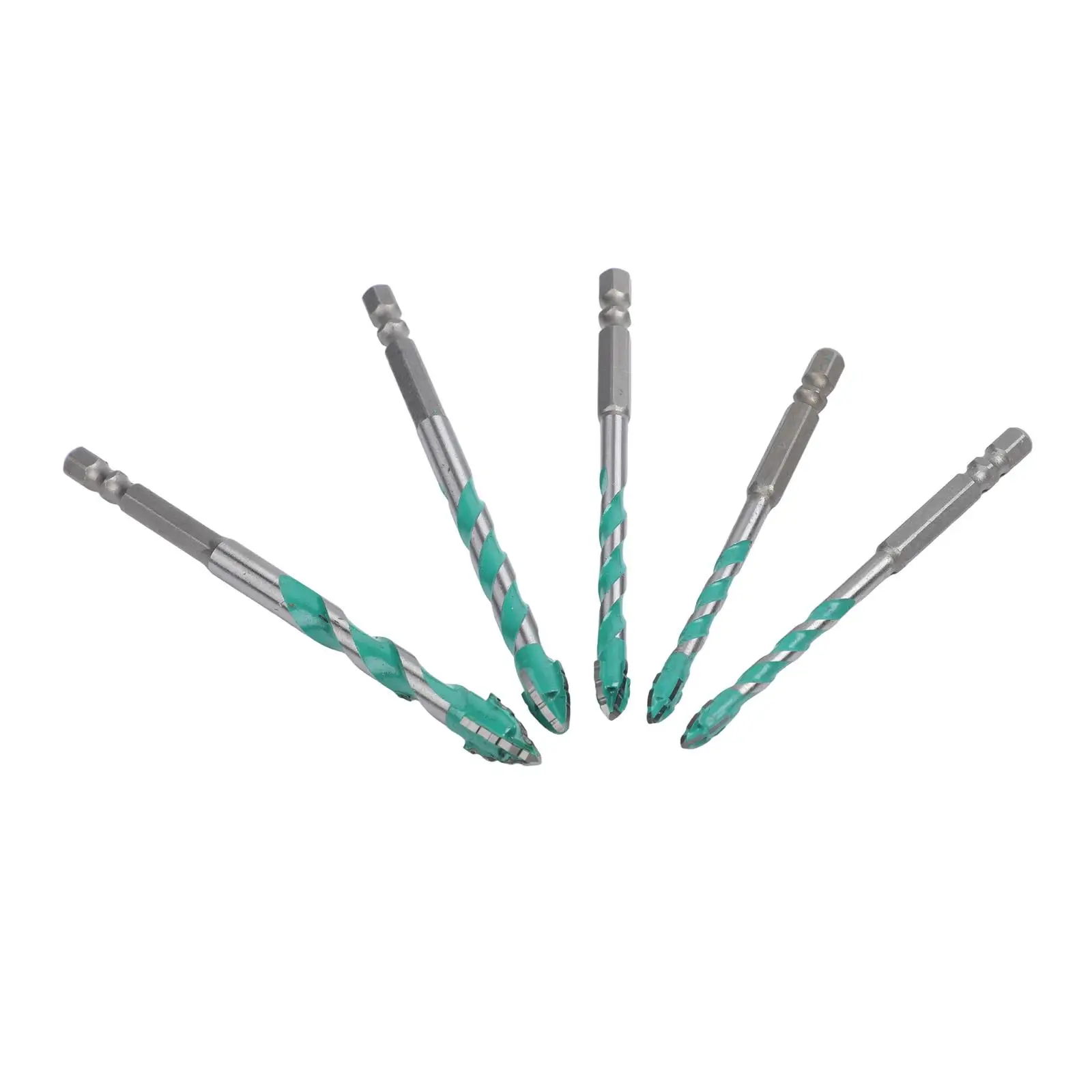 5Pcs Four-edged Serrated Eccentric Drill For Dry Drilling For Ceramic Tiles Glass Marble Concrete Drill Bits 6+6+8+10+12mm
