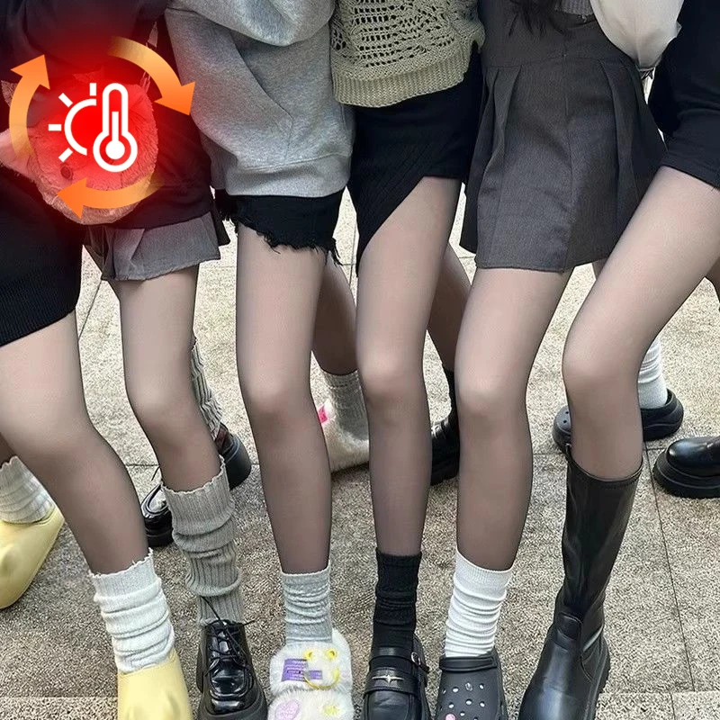 

Женские сексуальные черные чулки, зимние теплые колготки на флисовой подкладке, сексуальные полупрозрачные черные колготки с высокой талией, термолеггинсы