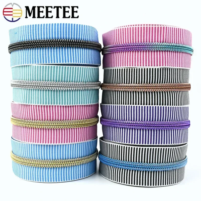 1/2/5/10 metri 5 #   Zampe a spirale con cerniera a strisce in nylon per borsa da cucito, giacca per indumenti, decorazione, nastro con cerniera per metro, kit di riparazione, accessori fai da te