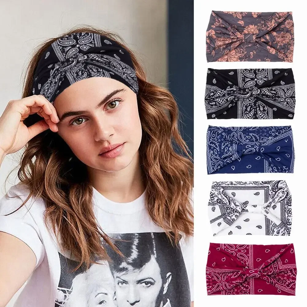 New Print Wide Headwrap Headbands Elastic Hair Bands Yoga Headband Fashion Turban Makeup Hair Hoop Vintag Headwrap Hair Accessor