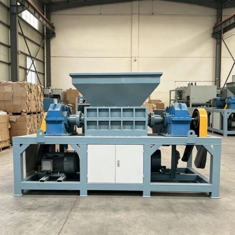 Double Shaft Automatic Shredder Machine Industrial Crusher for Plastic Rubber Tyre Scrap Wood Pallet Metal Waste