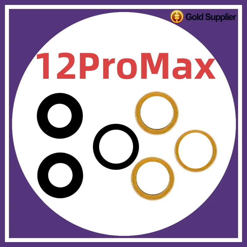 

100Sets/Lot For iphone 12 pro max Rear Back Camera Glass Lens with Sticker Replacement Repair