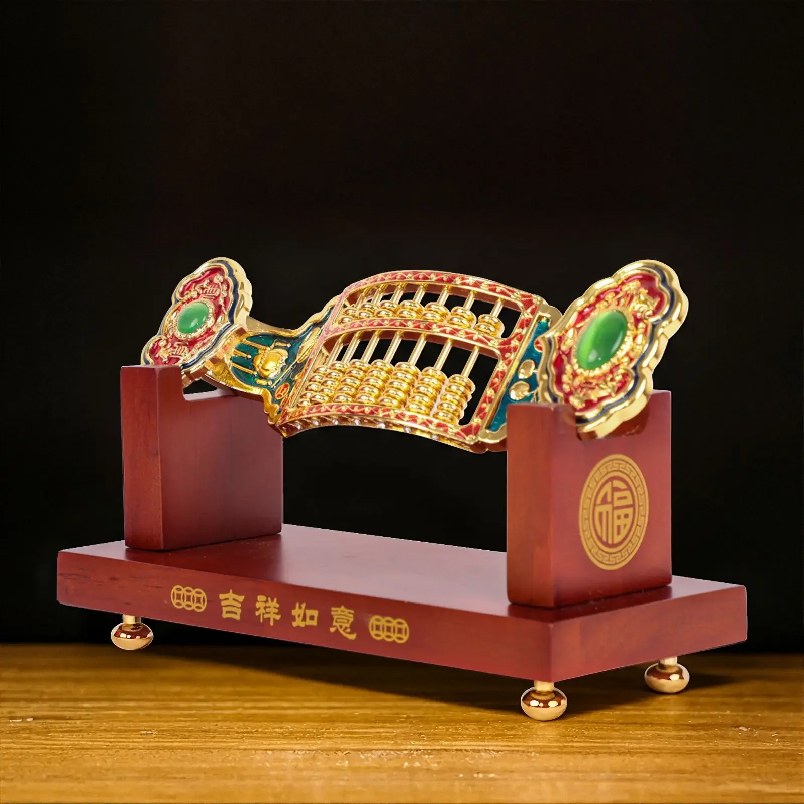 Alloy enamel color abacus ornament solid wood base wishful abacus home crafts abacus business gifts