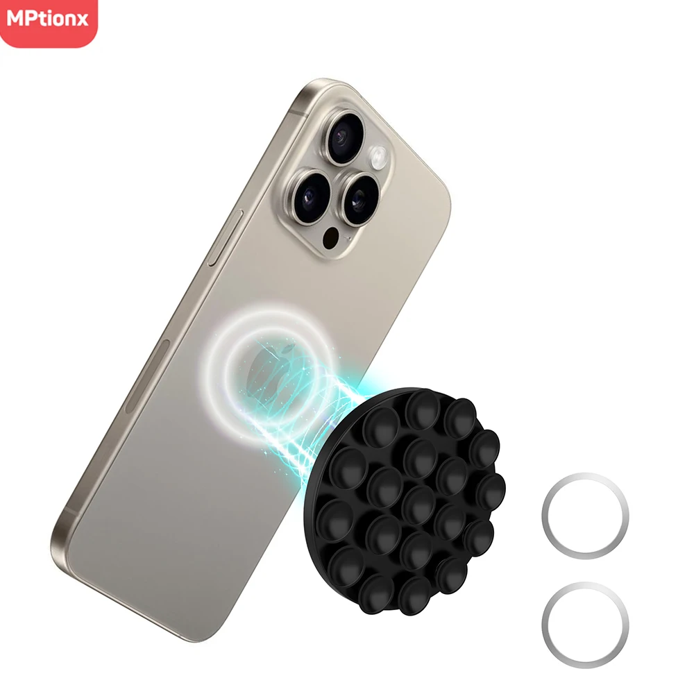 Mptionx Magnetic Suction Cup Phone Mount Silicone Suction Phone Case Grip Stand Holder Hands-Free Mirror Shower Phone Holder Mou