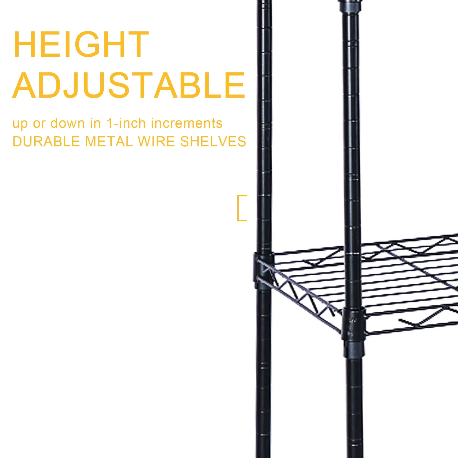 Heavy Duty 6-Shelf Shelving with Wheels, with Hanging Hooks, Wire Shelving, Adjustable Storage Units, 17'' D x 11'' W x 63'' H