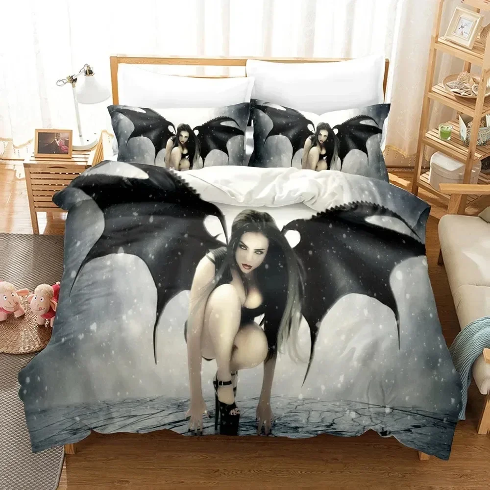 

Fallen Angel Bedding Set Duvet Cover Bed Set Quilt Cover Pillowcase Comforter king Queen Size Boys Adult Bedding Set
