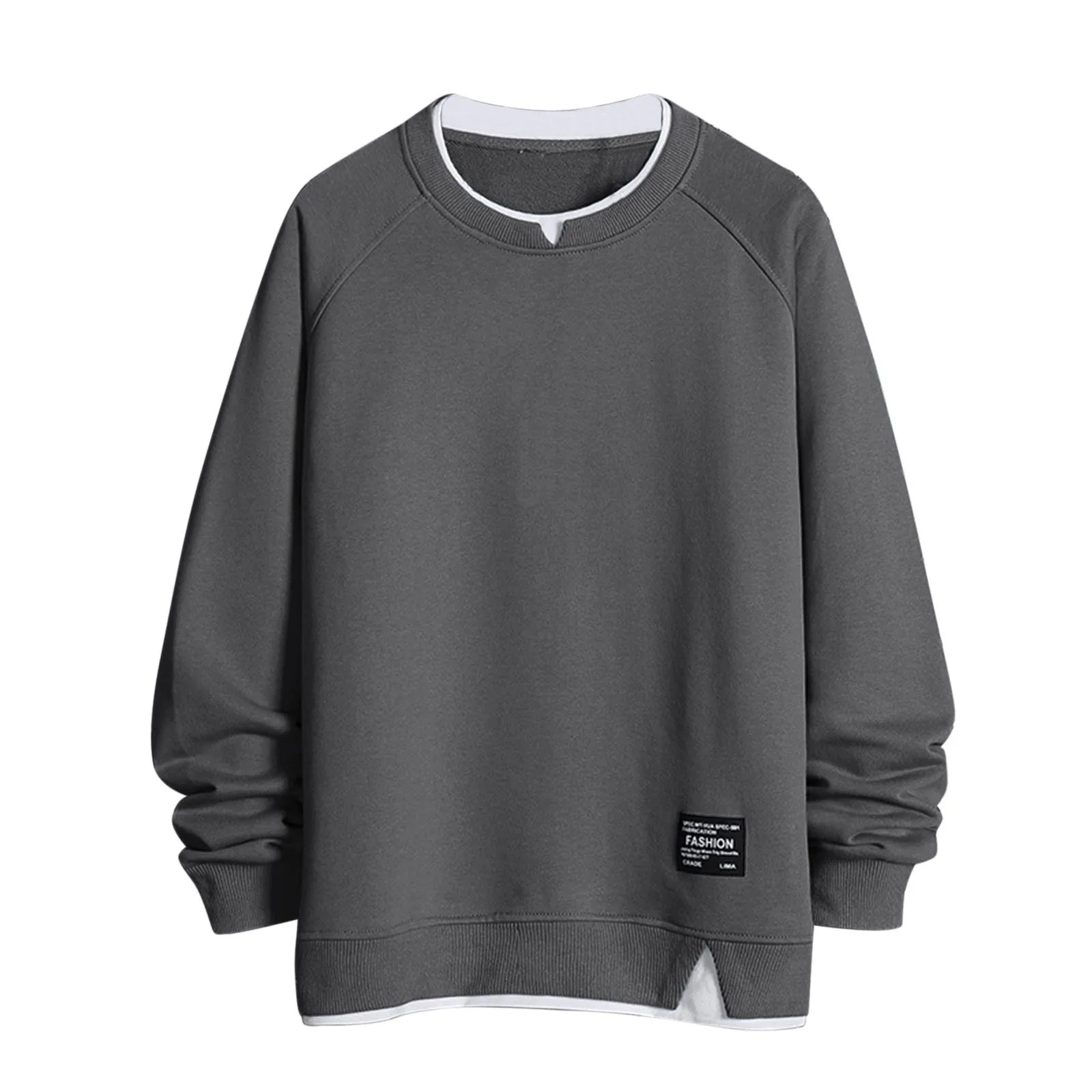 Men Sweatshirt Pullover Casual Solid Color Patchwork Hoodless Off Shoulder Sleeve Long Sleeve Hoodless Sweatshirts Fleece Tops