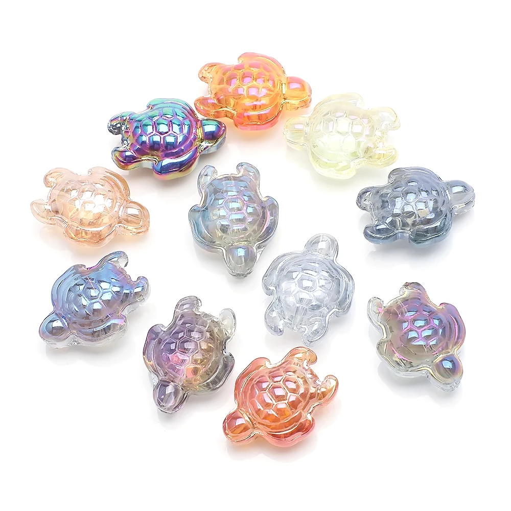 20Pcs/Lot 14x18mm Crystal Glass Tortoise Beads Spacer Turtle Charms For DIY Making Jewelry Bracelets Earing Necklace Accessories