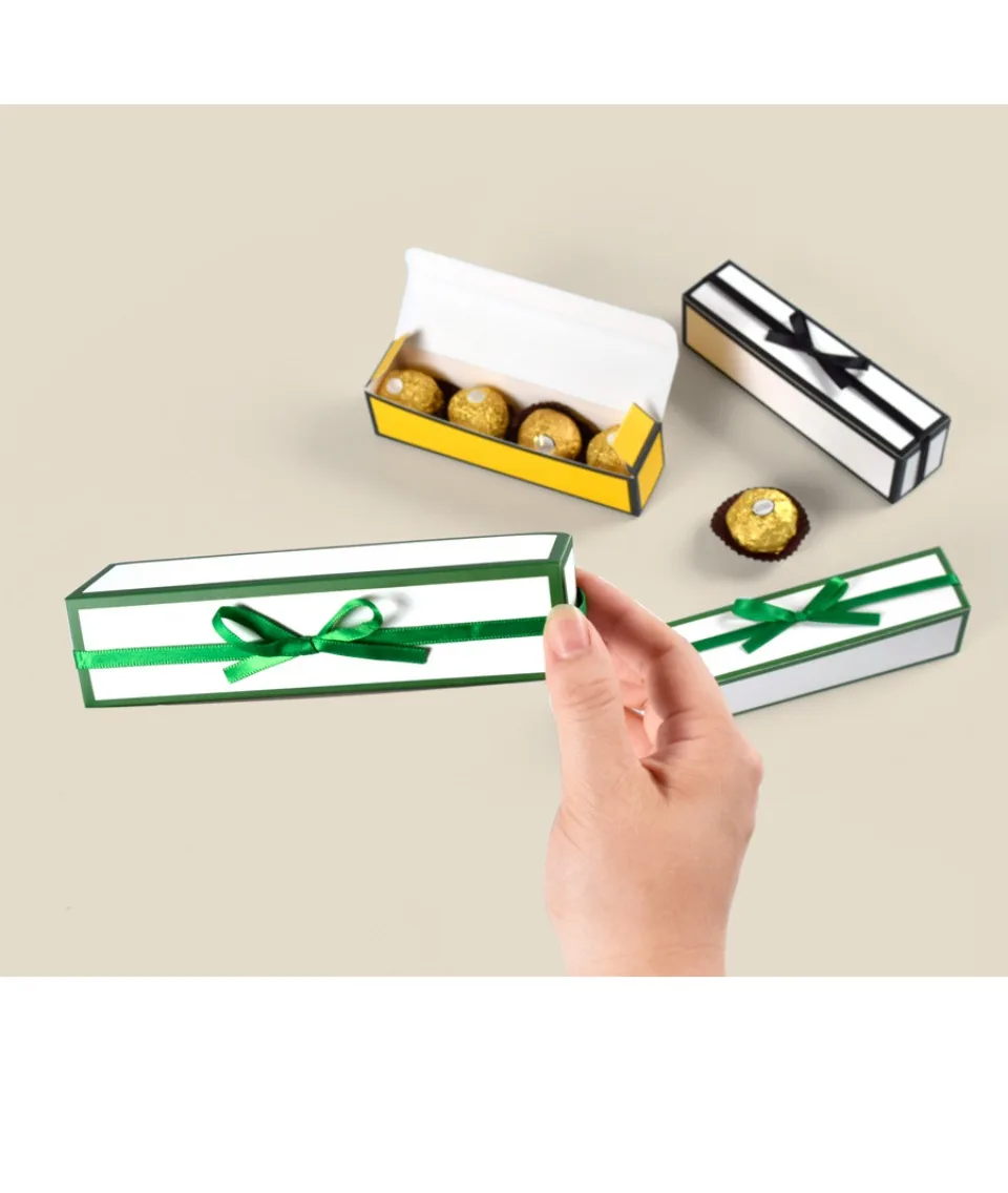 10/30/50 Stück Schokoladenbox mit langem Röhrchen, schlichte Papierbox mit Schleife zum Valentinstag, faltbare Geschenkboxen, Geschenktüten, Verpackungsbox – Detail 13